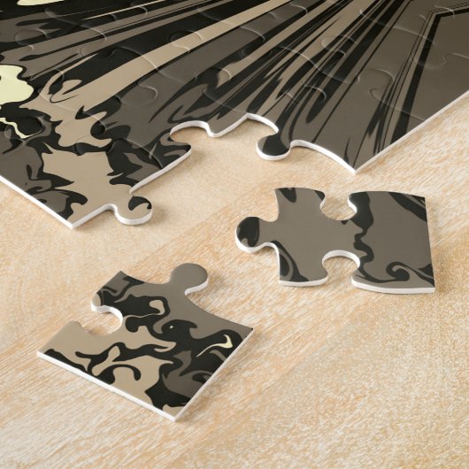 抽象芸術カラフルツイル挟み半レンガ/セピア ジグソーパズル (側面)