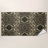 抽象芸術カラフルツイル挟み半レンガ/セピア ビーチタオル (正面)