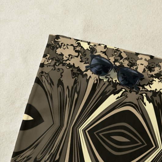 抽象芸術カラフルツイル挟み半レンガ/セピア ビーチタオル (インサイチュ)