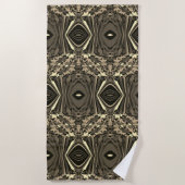 抽象芸術カラフルツイル挟み半レンガ/セピア ビーチタオル (正面)