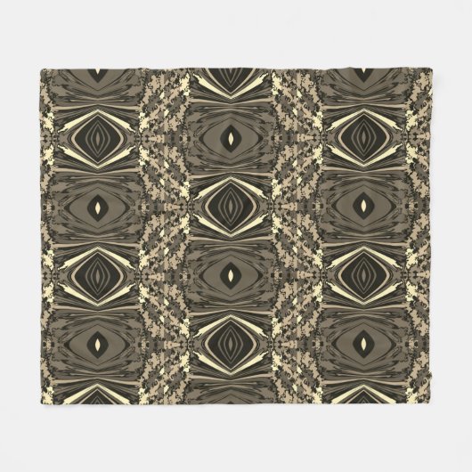 抽象芸術カラフルツイル挟み半レンガ/セピア フリースブランケット (正面(横))