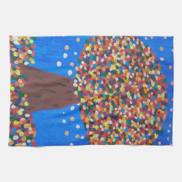 抽象芸術カラフルツリーティータオル キッチンタオル
