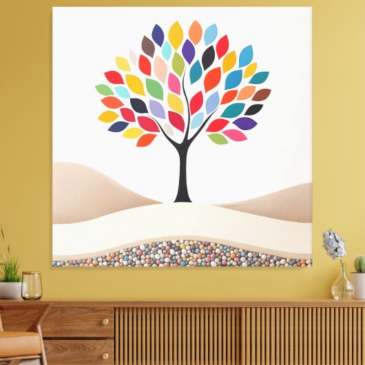 抽象芸術カラフルツリーデザイン キャンバスプリント (インサイチュ (リビング))