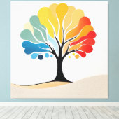 抽象芸術カラフルツリーデザイン キャンバスプリント (インサイチュ (ウッドフロア))