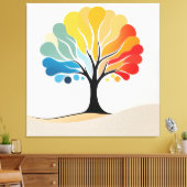 抽象芸術カラフルツリーデザイン キャンバスプリント (インサイチュ (リビング))