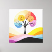 抽象芸術カラフルツリーデザイン キャンバスプリント (正面)