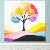 抽象芸術カラフルツリーデザイン キャンバスプリント (インサイチュ (ウッドフロア))