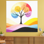 抽象芸術カラフルツリーデザイン キャンバスプリント (インサイチュ (リビング))