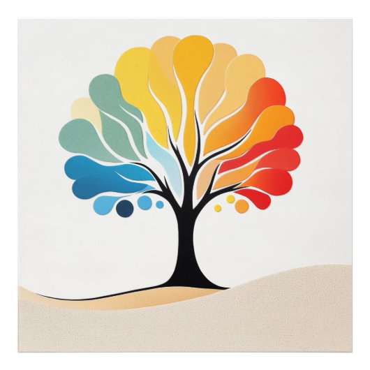 抽象芸術カラフルツリーデザイン フォトプリント            (正面)