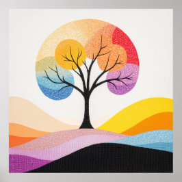 抽象芸術カラフルツリーデザイン ポスター