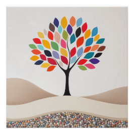 抽象芸術カラフルツリーデザイン ポスター