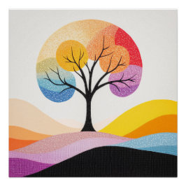 抽象芸術カラフルツリーデザイン ポスター