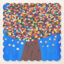 抽象芸術カラフルツリー紙コースター ペーパーコースター