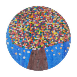 抽象芸術カラフルツリー カッティングボード