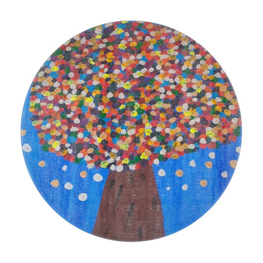 抽象芸術カラフルツリー カッティングボード (正面)