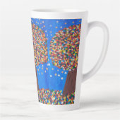 抽象芸術カラフルツリー カフェラテマグ (右)