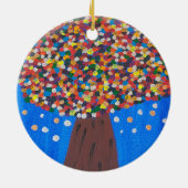 抽象芸術カラフルツリー セラミックオーナメント (裏面)