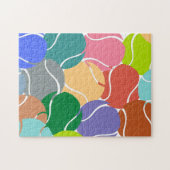 抽象芸術カラフルテニスボールパターンスポーツテーマ ジグソーパズル (横)