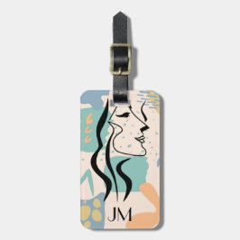 抽象芸術カラフルデザインと女性顔 ラゲッジタグ