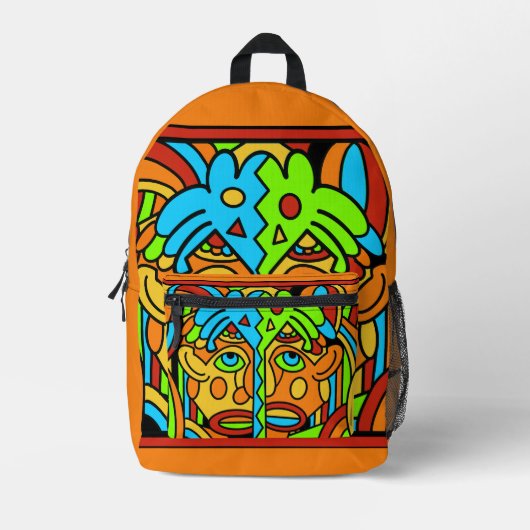 抽象芸術カラフルデザイン プリントバックパック (正面)