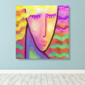 抽象芸術カラフルデジタルポートレートのブロンド キャンバスプリント (インサイチュ (ウッドフロア))