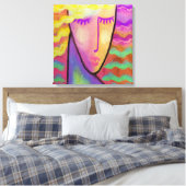 抽象芸術カラフルデジタルポートレートのブロンド キャンバスプリント (インサイチュ (寝室))
