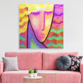 抽象芸術カラフルデジタルポートレートのブロンド キャンバスプリント (インサイチュ (リビング))