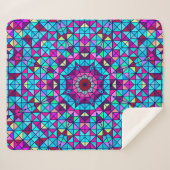 抽象芸術カラフルデジタル装飾フラワージオメ シェルパブランケット (正面(横))