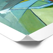 抽象芸術カラフルトレンディーグリーングレースルーレアルバイクもしくは自転車に乗る人 ポスター (角)