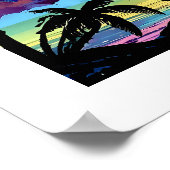 抽象芸術カラフルトロピカルパラダイスセーリングボート ポスター (角)