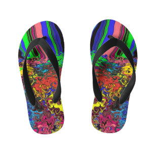 抽象芸術カラフルトワイラー/プッシュ/ キッズビーチサンダル