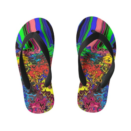 抽象芸術カラフルトワイラー/プッシュ/ キッズビーチサンダル (フットベッド)