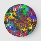 抽象芸術カラフルトワイラー/ ラウンド壁時計 (正面)