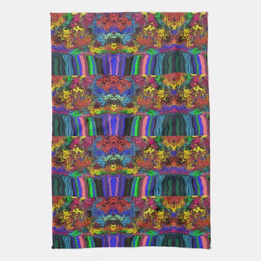 抽象芸術カラフルトワイラー/押し/ハーフドロップ/ キッチンタオル (縦)