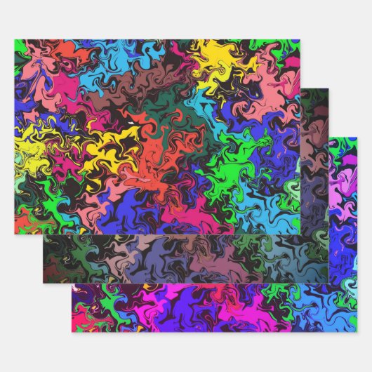 抽象芸術カラフルトワイリー/フィルター/ ラッピングペーパーシート (セット)
