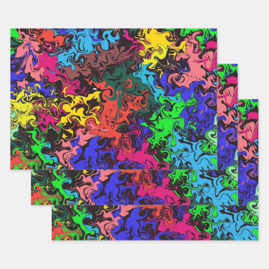 抽象芸術カラフルトワイリ ラッピングペーパーシート (セット)