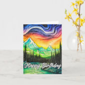 抽象芸術カラフルノーザンライトイラストレーション カード (黄色い花)