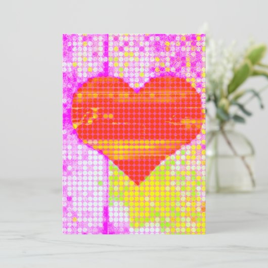 抽象芸術カラフルハートアーファンキーおもしろいラブ サンキューカード (スタンド正面)