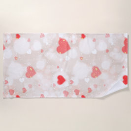 抽象芸術カラフルハートパターン ビーチタオル