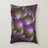 抽象芸術カラフルバイオレットパープルカーキフラクタルアート アクセントクッション (正面(垂直))