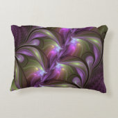 抽象芸術カラフルバイオレットパープルカーキフラクタルアート アクセントクッション (裏面)