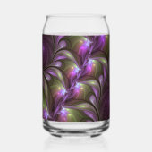 抽象芸術カラフルバイオレットパープルカーキフラクタルアート ガラス缶 (裏面)