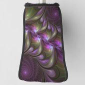 抽象芸術カラフルバイオレットパープルカーキフラクタルアート ゴルフヘッドカバー (回転90)