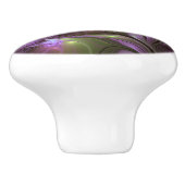 抽象芸術カラフルバイオレットパープルカーキフラクタルアート セラミックノブ (側面)
