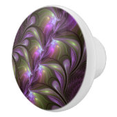 抽象芸術カラフルバイオレットパープルカーキフラクタルアート セラミックノブ (右)