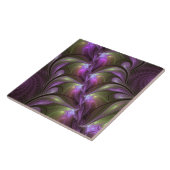 抽象芸術カラフルバイオレットパープルカーキフラクタルアート タイル (側面)