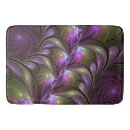 抽象芸術カラフルバイオレットパープルカーキフラクタルアート バスマット