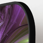 抽象芸術カラフルバイオレットパープルカーキフラクタルアート ピックルボールラケット (左詳細)