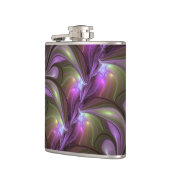 抽象芸術カラフルバイオレットパープルカーキフラクタルアート フラスク (左)