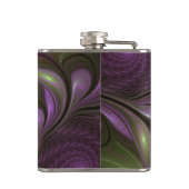 抽象芸術カラフルバイオレットパープルカーキフラクタルアート フラスク (裏面)